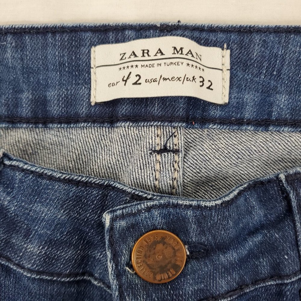 Zara Man Denim Wear Skinny Camo Jeans Blue Mens 32 - Picture 6 of 9